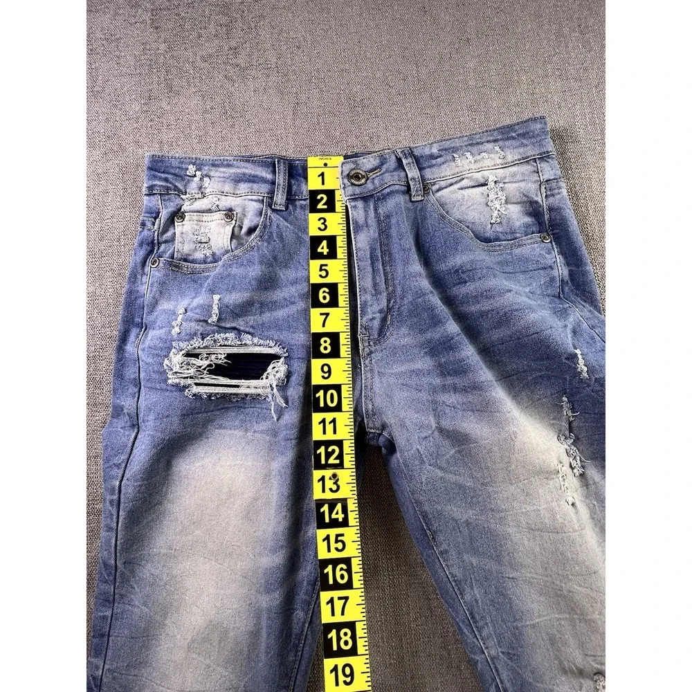 M. Society Jeans Men's 32 X 32 Distressed Straight Stretch Hip Hop Streetwear